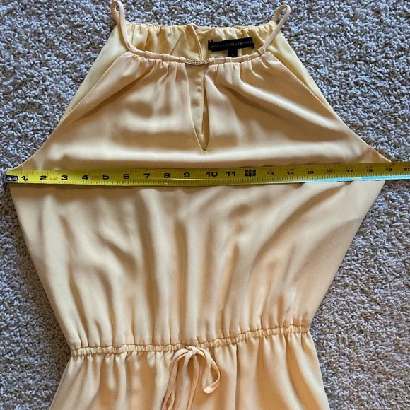 WHBM light yellow Sleeveless Dress, with gold details and tassel tie, size 4 - Picture 10 of 11